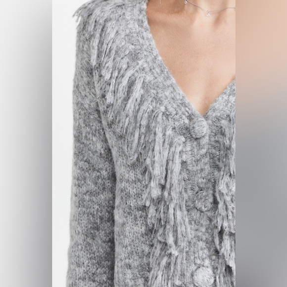 Cinq a sept Cecilia  gray fringe cardigan EUC - Picture 3 of 5